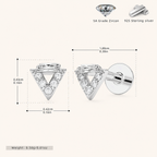Sterling Silver Openwork Triangle Zirconia Flat Back Earrings - Platinum