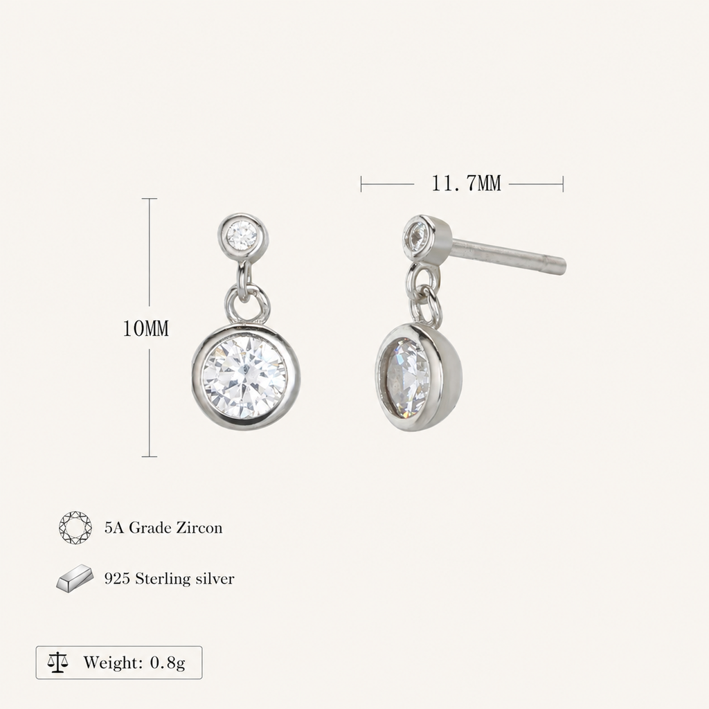 Sterling Silver Zirconia Tassel Stud Earrings - Platinum