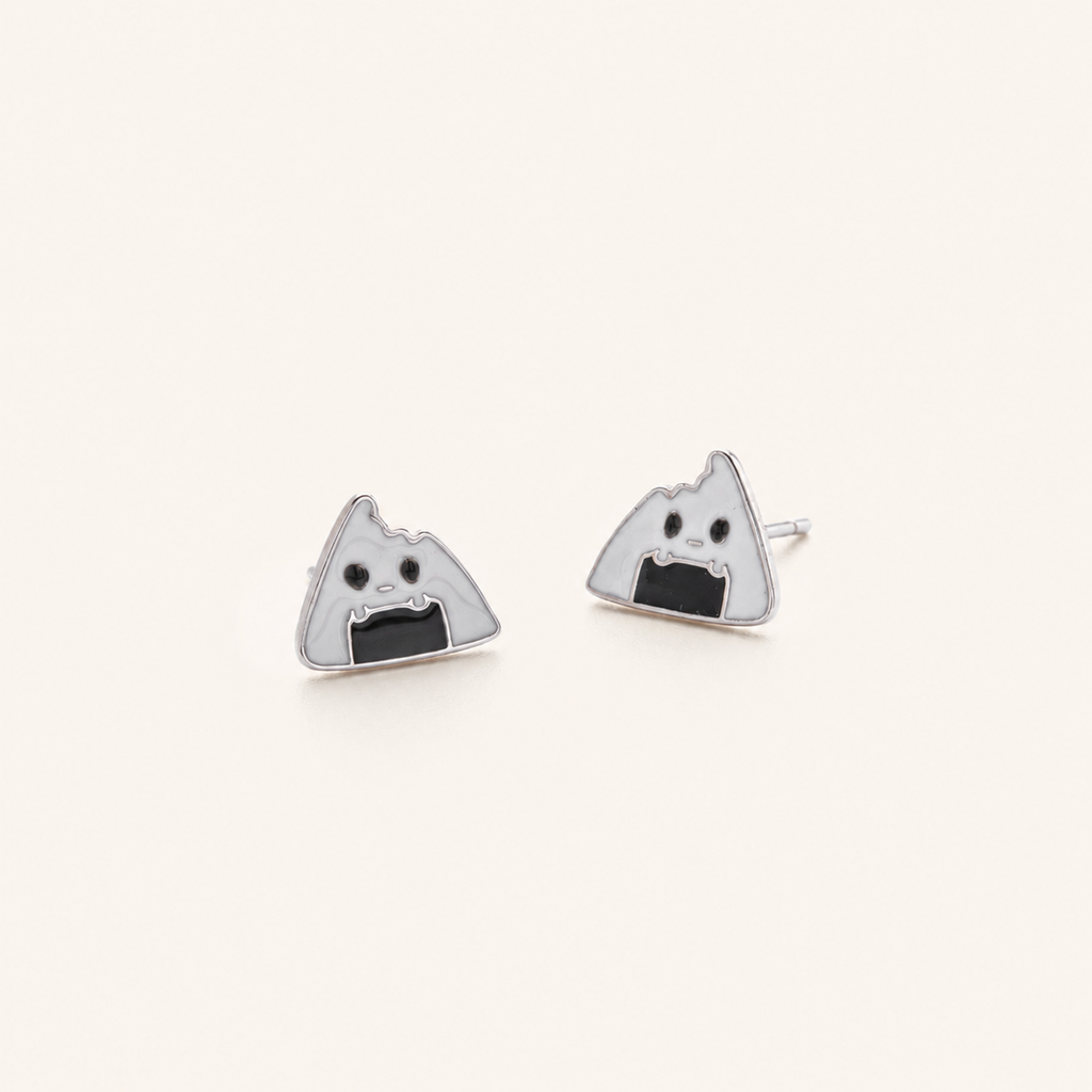 Sterling Silver Rice Ball Stud Earrings detail view