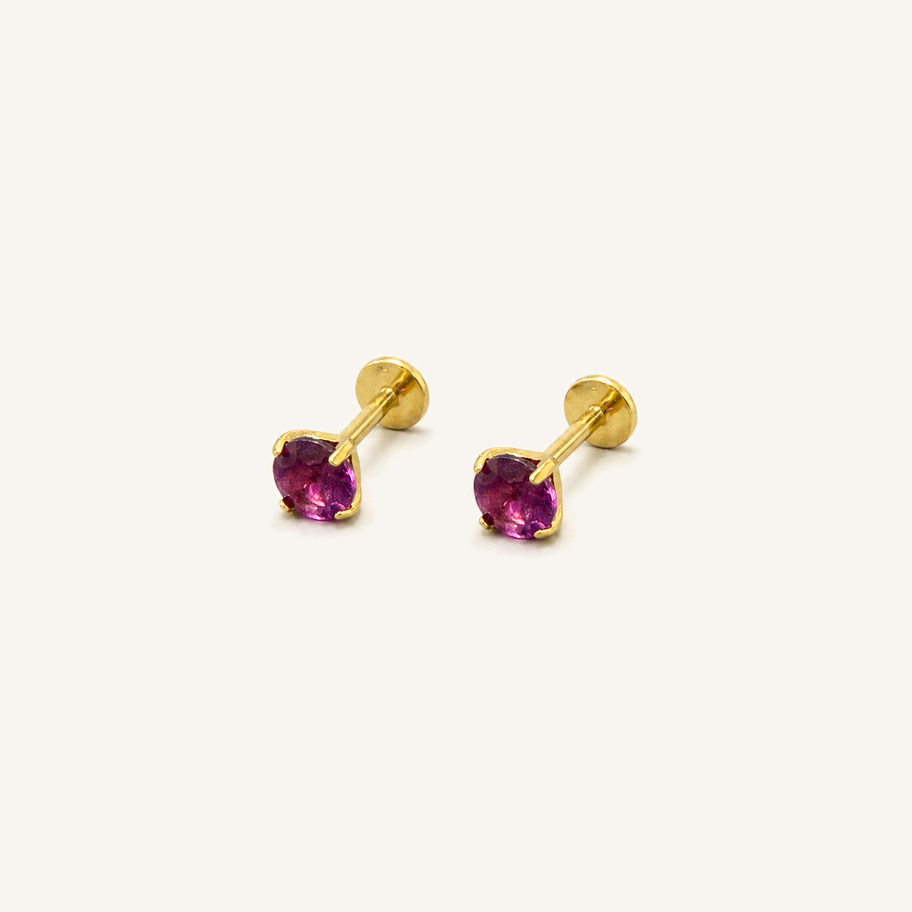 Titanium Four-Prong Natural Stone Flat Back Stud Earring