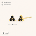 Sterling Silver Triangle Zirconia Stud Earrings - Gold / Black Zircon
