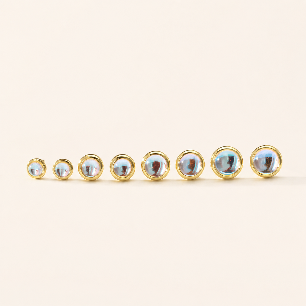 Sterling Silver Moonstone Stud Earrings detail