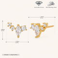 Sterling Silver Sparkling Zirconia Stud Earrings - Gold