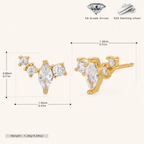 Sterling Silver Sparkling Zirconia Stud Earrings - Gold