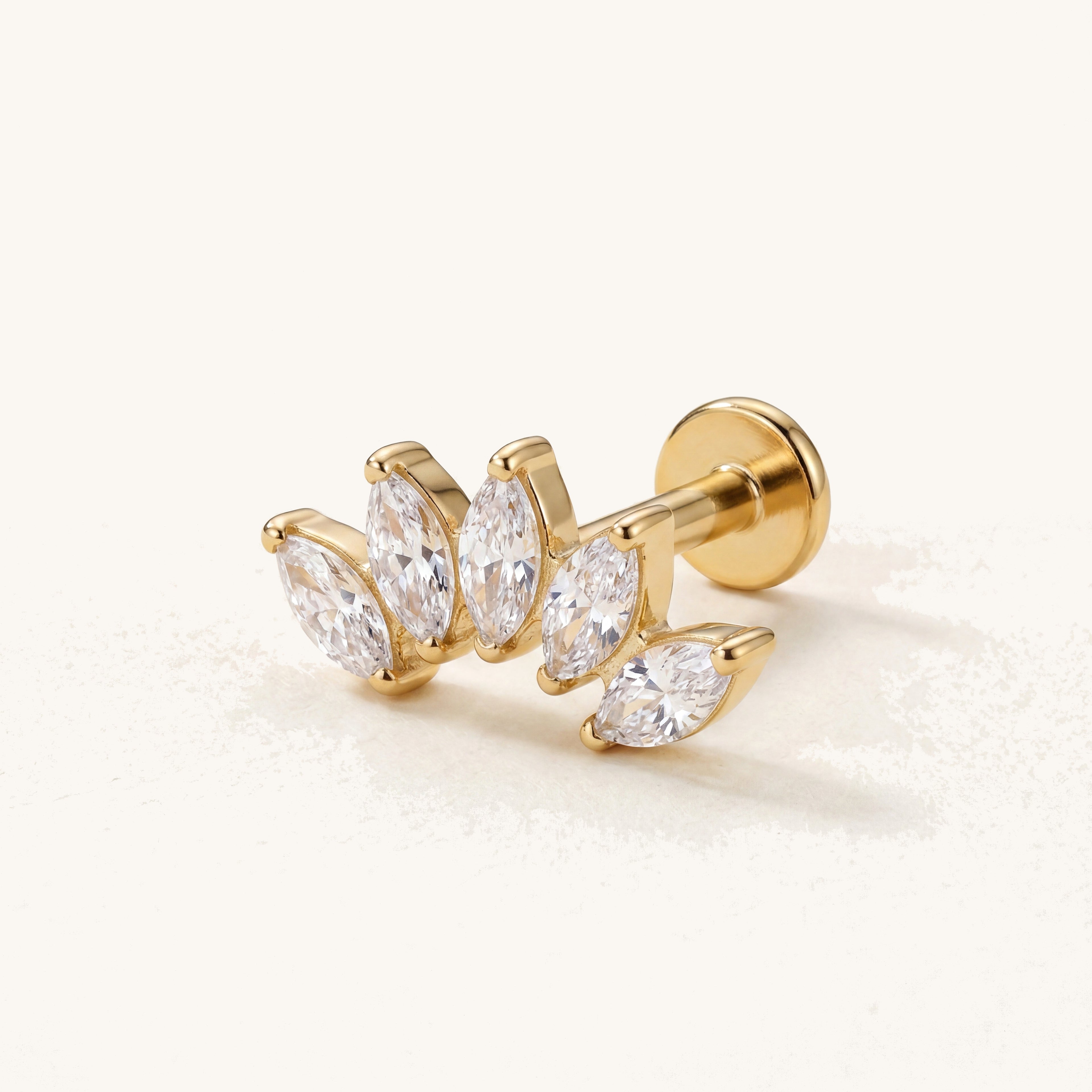 Marquise Cluster Titanium Stud Earrings - Gold