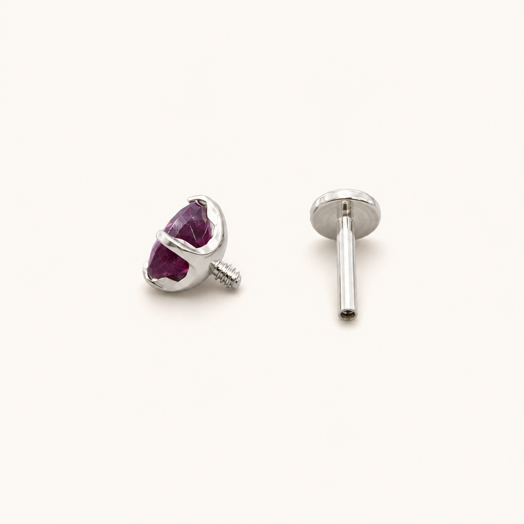 Titanium Purple Garnet Flat Back Stud Earrings