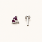 Titanium Purple Garnet Flat Back Stud Earrings