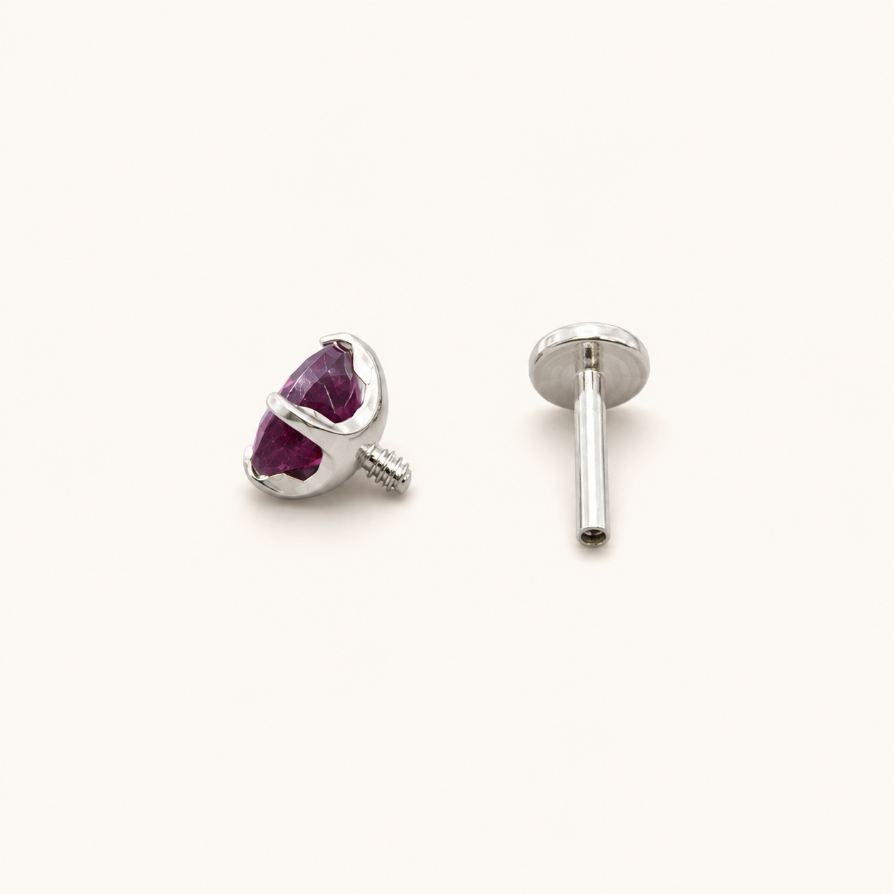 Titanium Purple Garnet Flat Back Stud Earrings