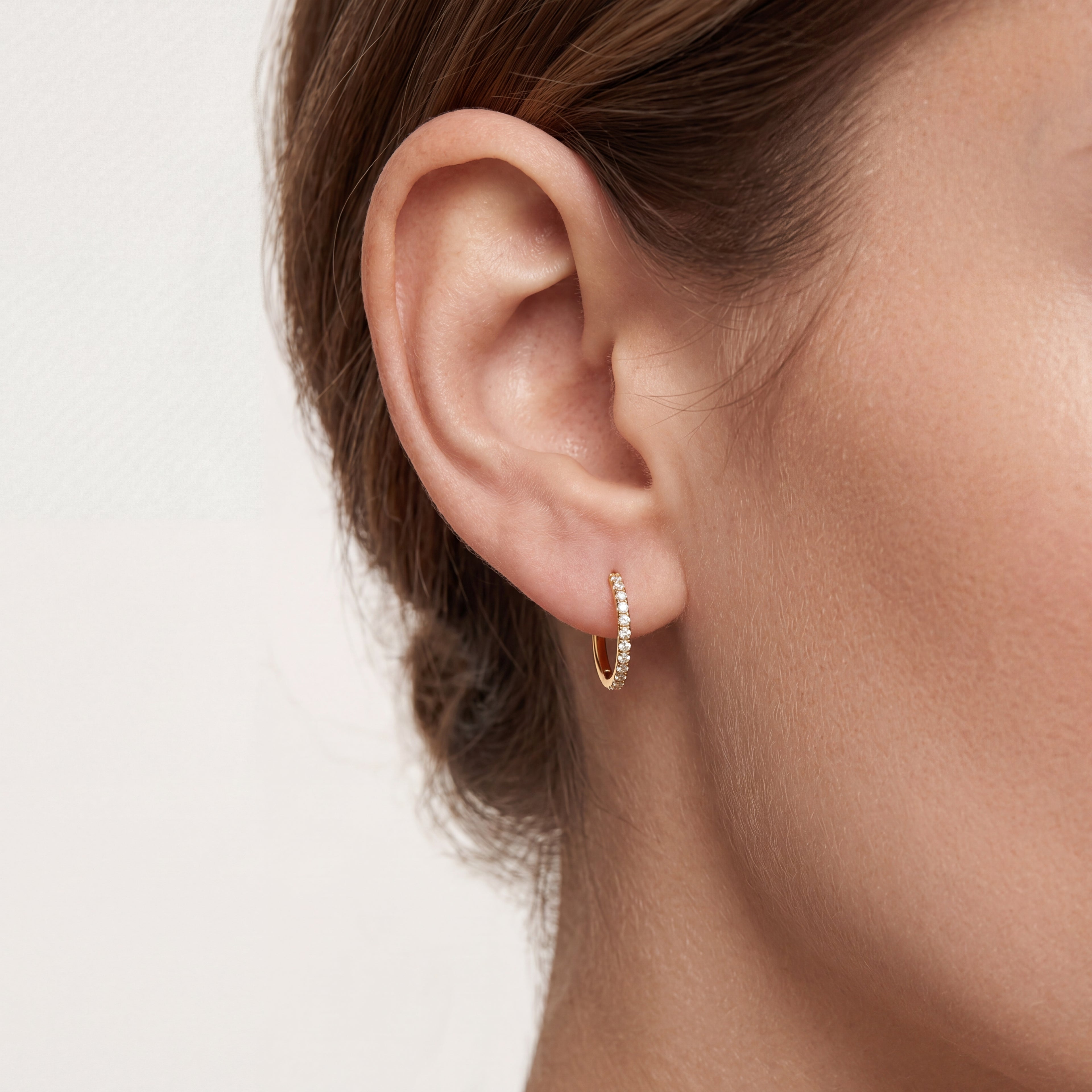 Pave Crystal Seamless Titanium Hoop Earrings - image 2