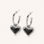 Sterling Silver Zirconia Heart Stud Earrings detail