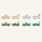 Sterling Silver Emerald-Green Teardrop Zirconia Flat Back Earrings