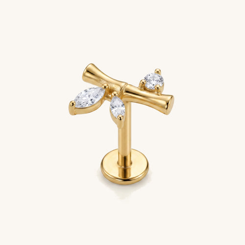 Bamboo Titanium Stud Earrings - Gold