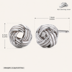 Sterling Silver Woven Ball Stud Earrings - Platinum