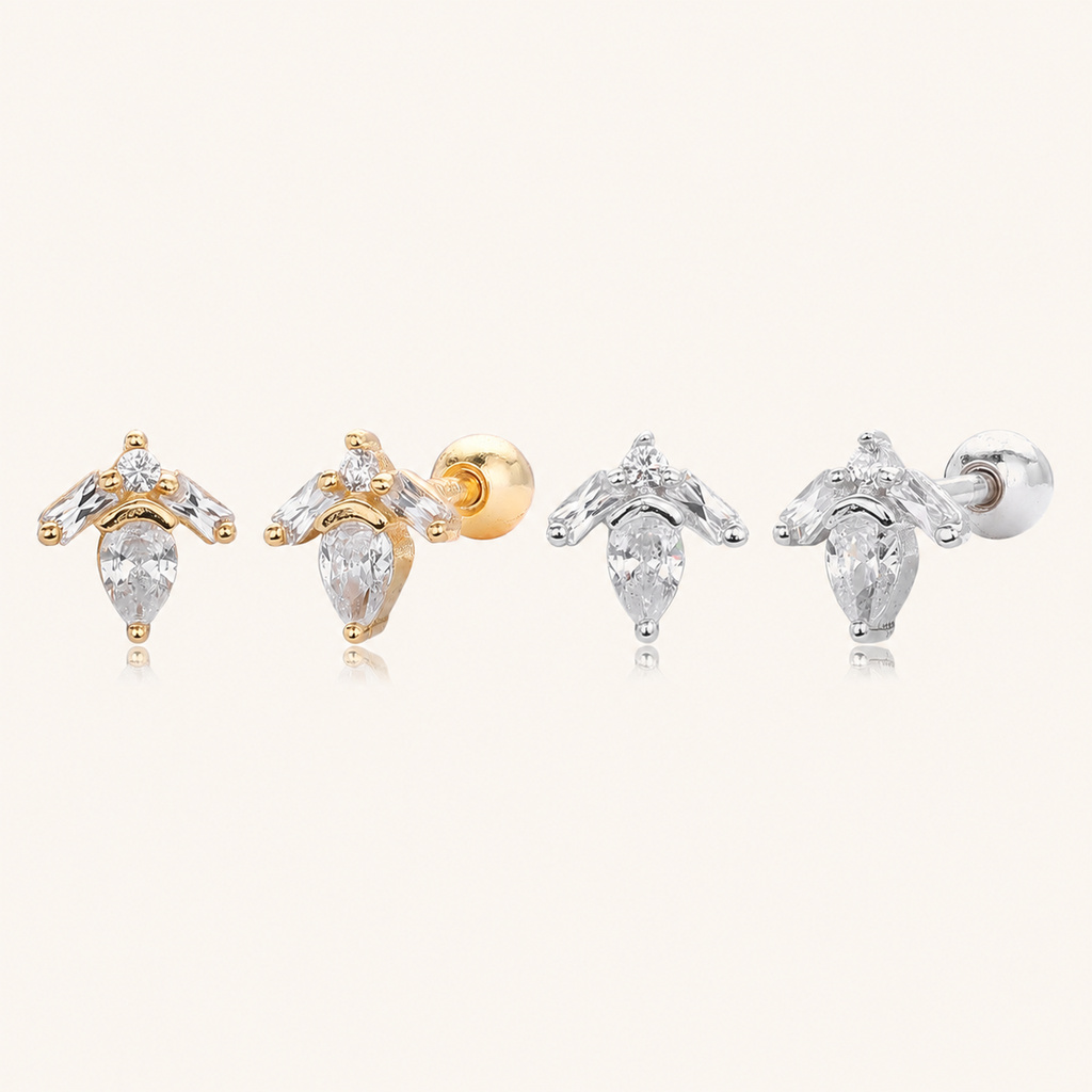 Sterling Silver Zirconia Solitaire Flat Back Earrings