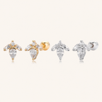 Sterling Silver Zirconia Solitaire Flat Back Earrings