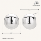 Sterling Silver Polished Half-Circle Stud Earrings - Platinum / 15mm
