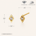 Sterling Silver Rhombus Zirconia Tassel Stud Earrings - Gold