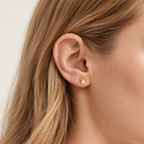 Sterling Silver Cat Paw Stud Earrings worn on the ear