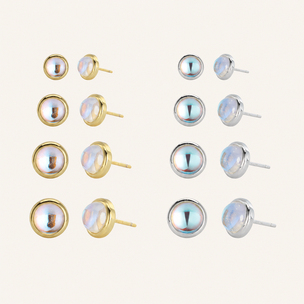 Sterling Silver Moonstone Stud Earrings