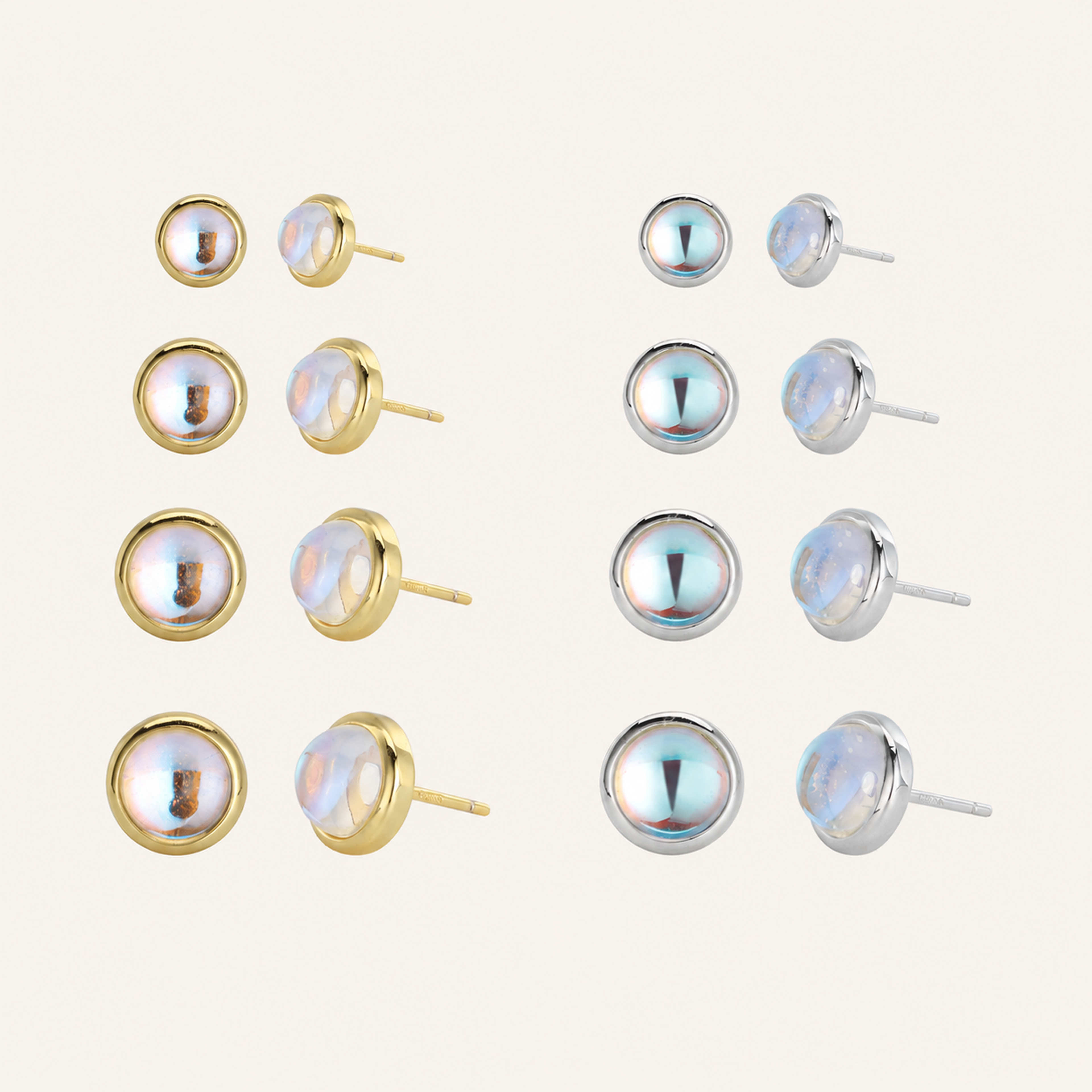 Sterling Silver Moonstone Stud Earrings