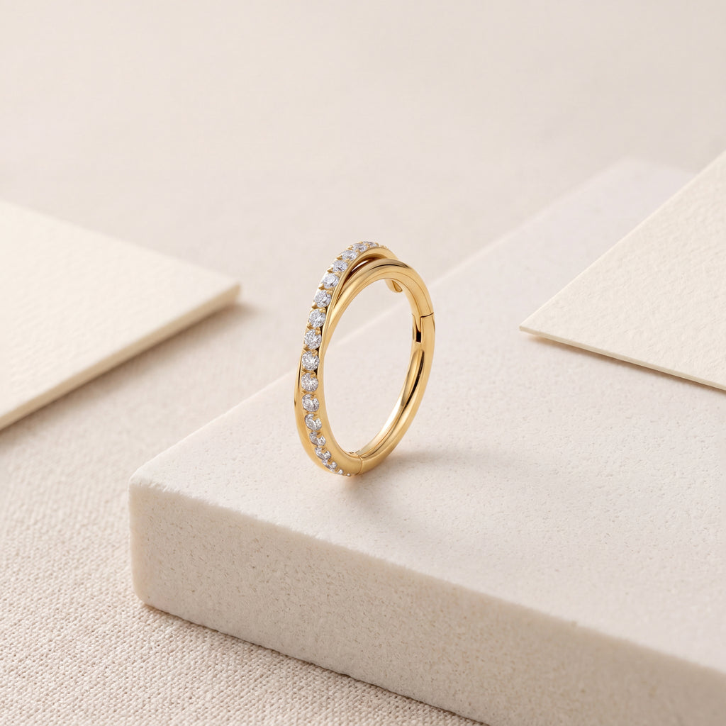 Slim Pave Titanium Hoop Earrings - image 5