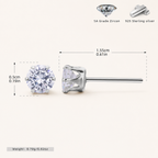 Sterling Silver Six-Prong Zirconia Stud Earrings - Platinum / 5mm