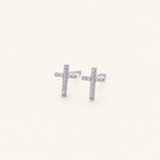 Sterling Silver Zirconia Cross Stud Earrings detail view
