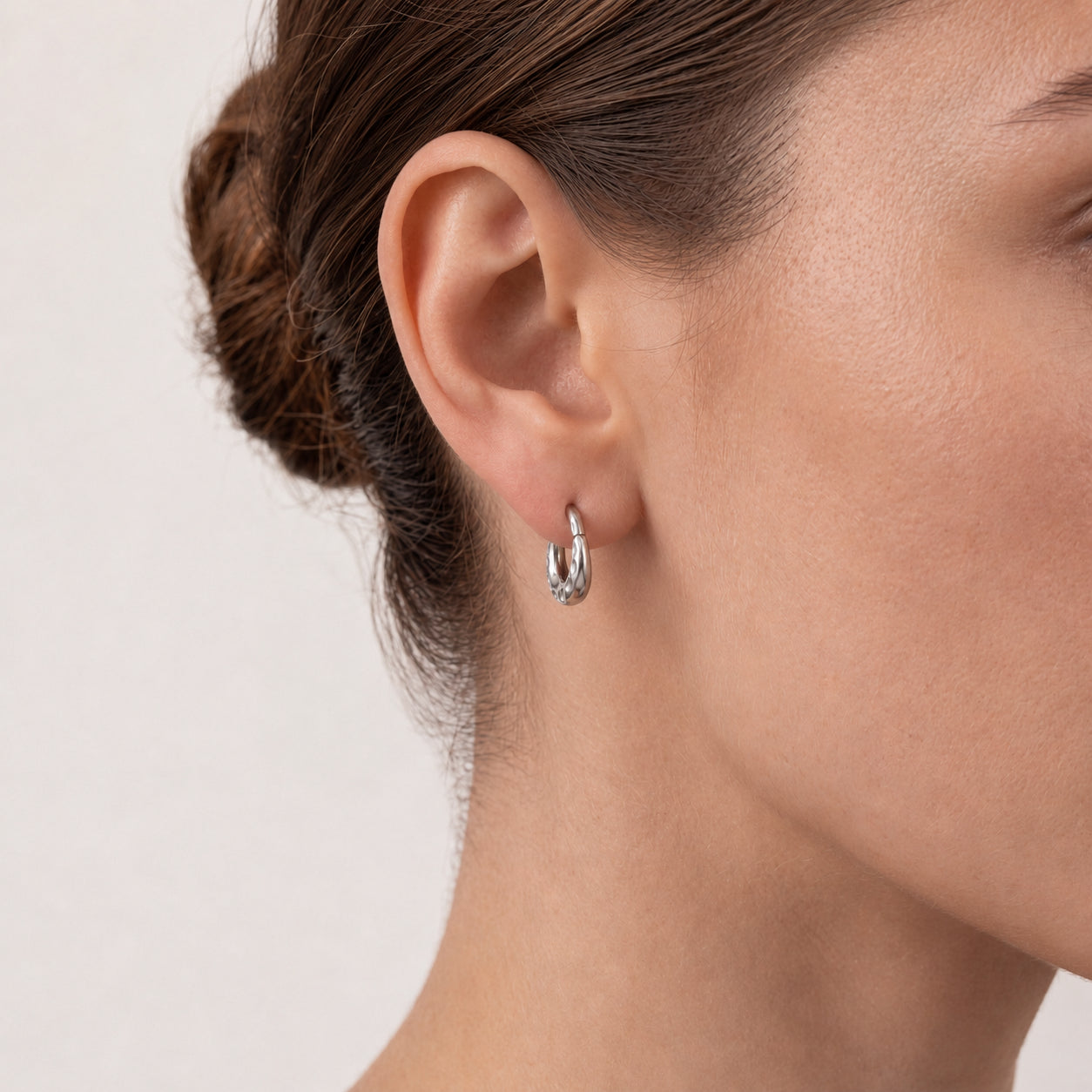Bubble Texture Titanium Hoop Earrings - image 2
