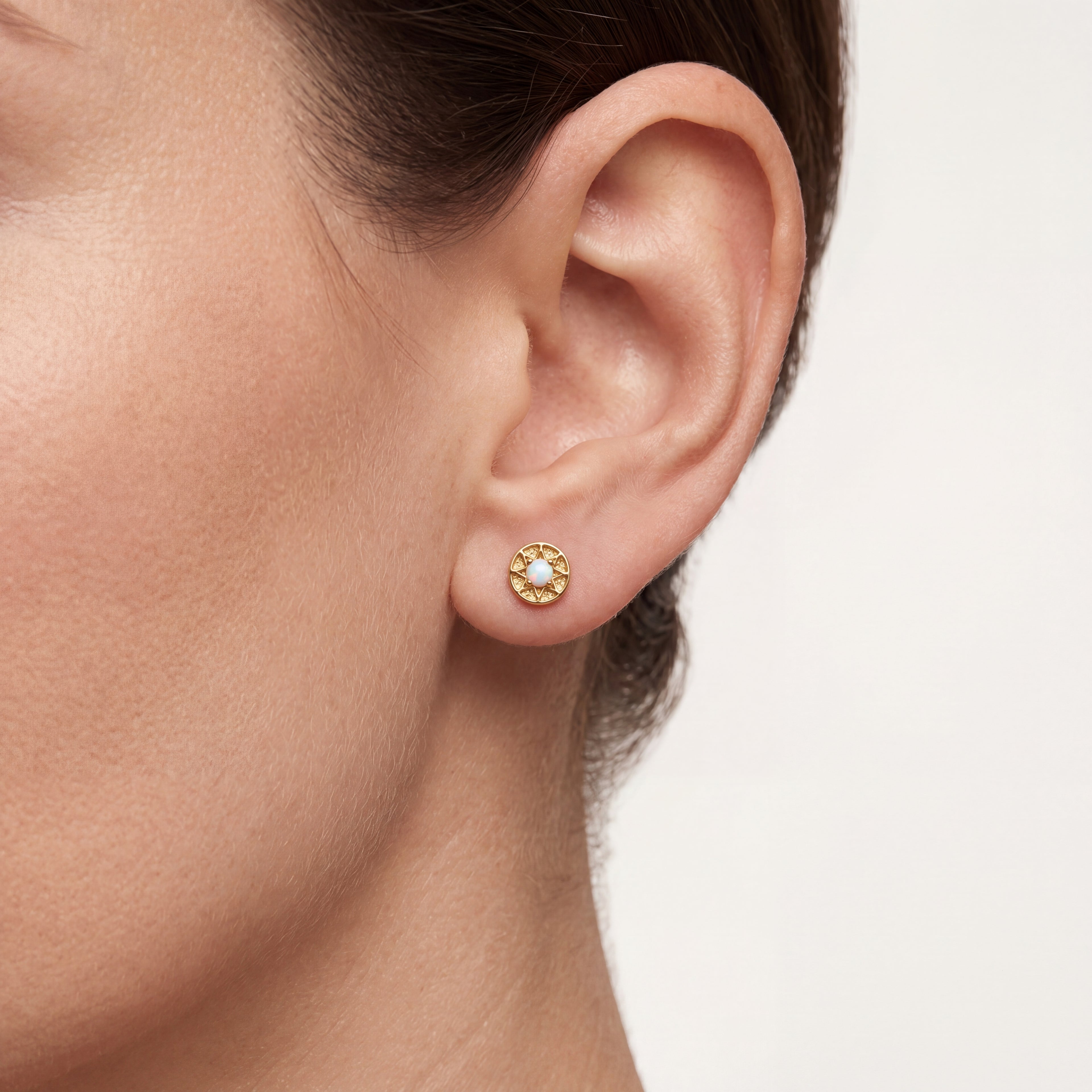 Opal Sunburst Titanium Flat Back Earring - image 2