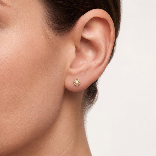 Opal Sunburst Titanium Flat Back Earring - image 2