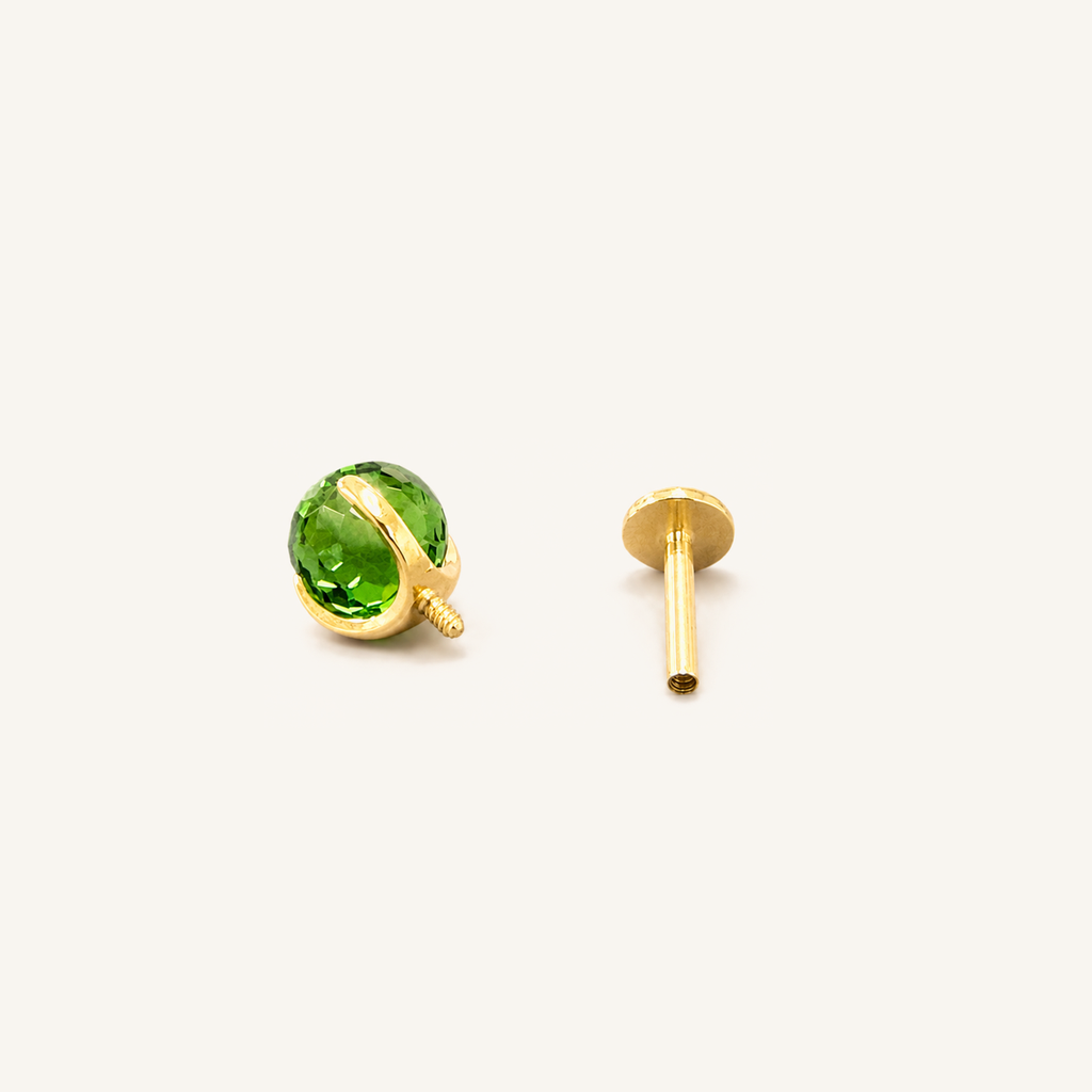 Titanium Green Crystal Flat Back Stud Earrings