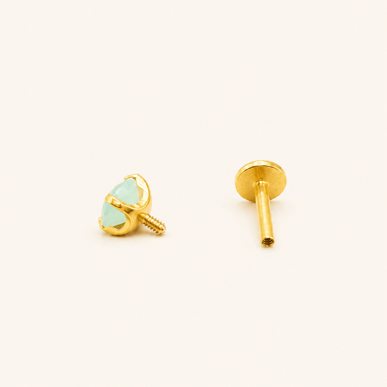 Titanium Amazonite Flat Back Stud Earrings