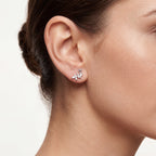 Butterfly Flower Crystal Titanium Flat Back Earring - image 2