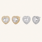 Sterling Silver Pave Heart Zirconia Stud Earrings