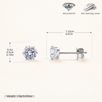 Sterling Silver Six-Prong Moissanite Solitaire Stud Earrings - Platinum / 5mm
