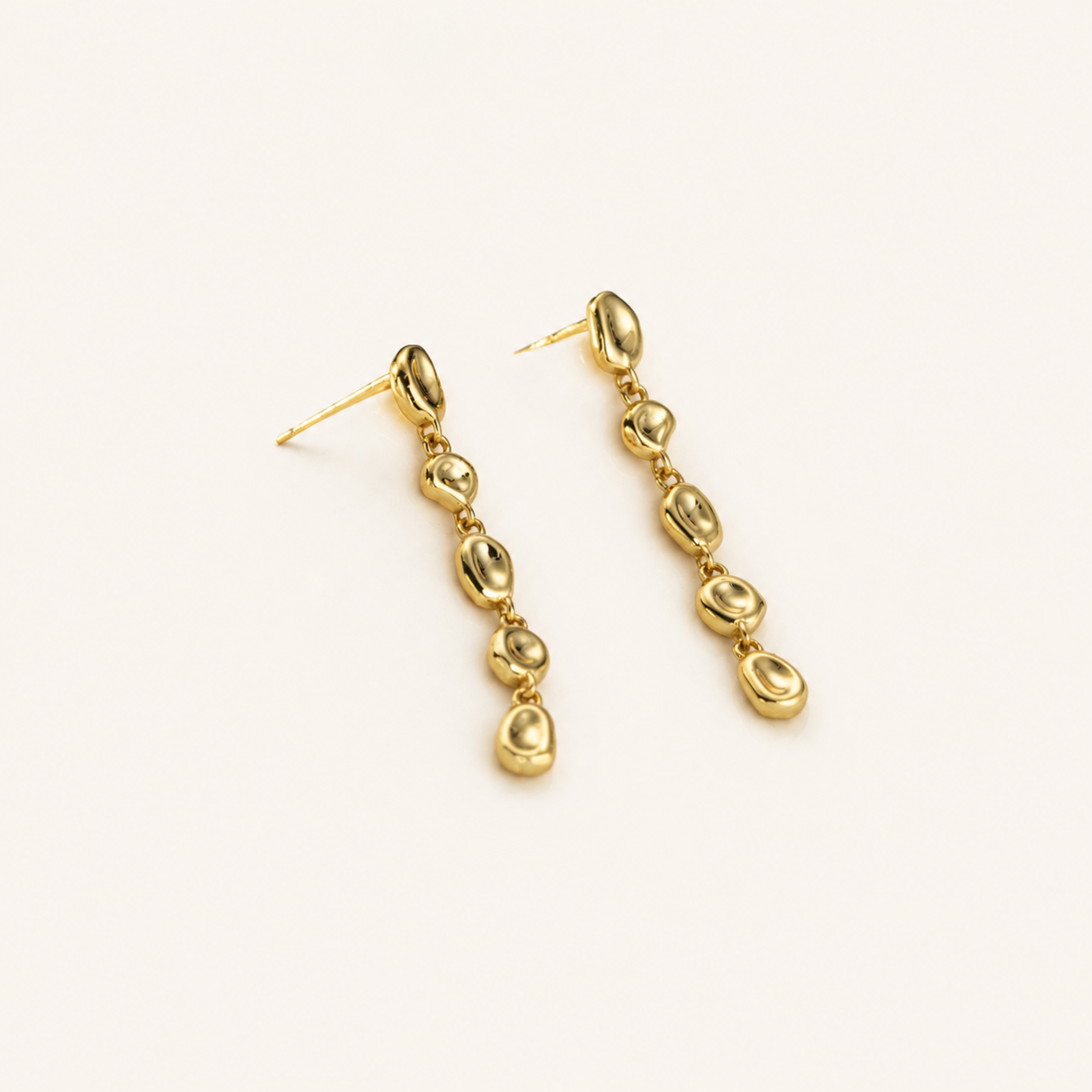 Sterling Silver Hammered Bead Drop Stud Earrings detail