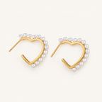 Sterling Silver Heart & Pearl Stud Earrings detail view