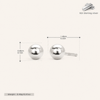 Sterling Silver Ball Bead Stud Earrings - Platinum / 4mm