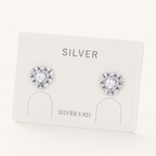 Sterling Silver Moissanite Heart Stud Earrings detail