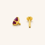 Titanium Four-Prong Natural Stone Flat Back Stud Earring