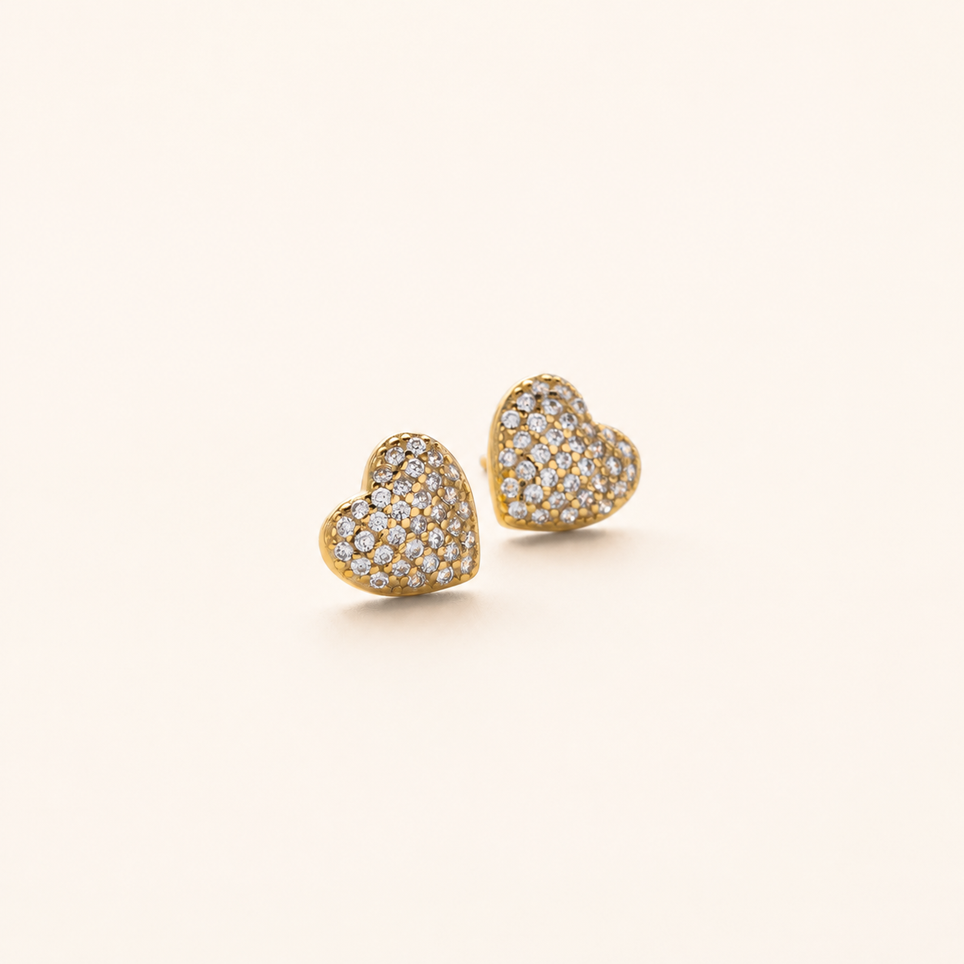 Sterling Silver Pave Heart Zirconia Stud Earrings detail view