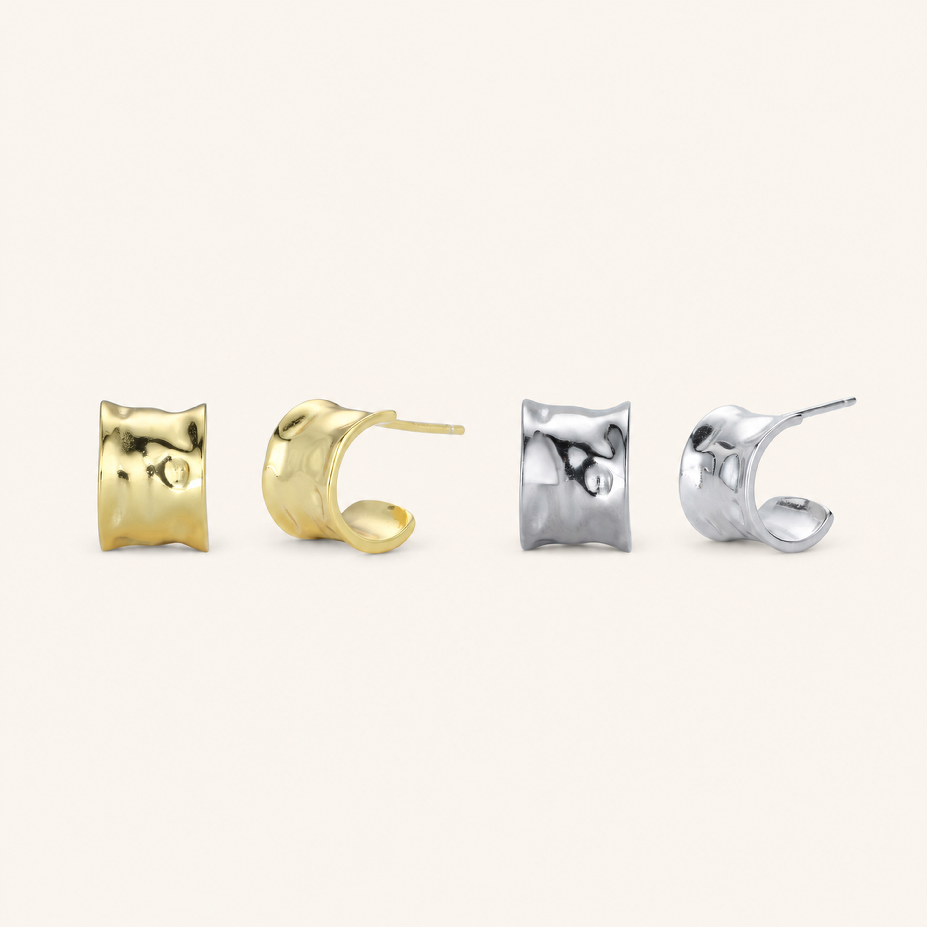 Sterling Silver Chunky C-Shape Hoop Earrings