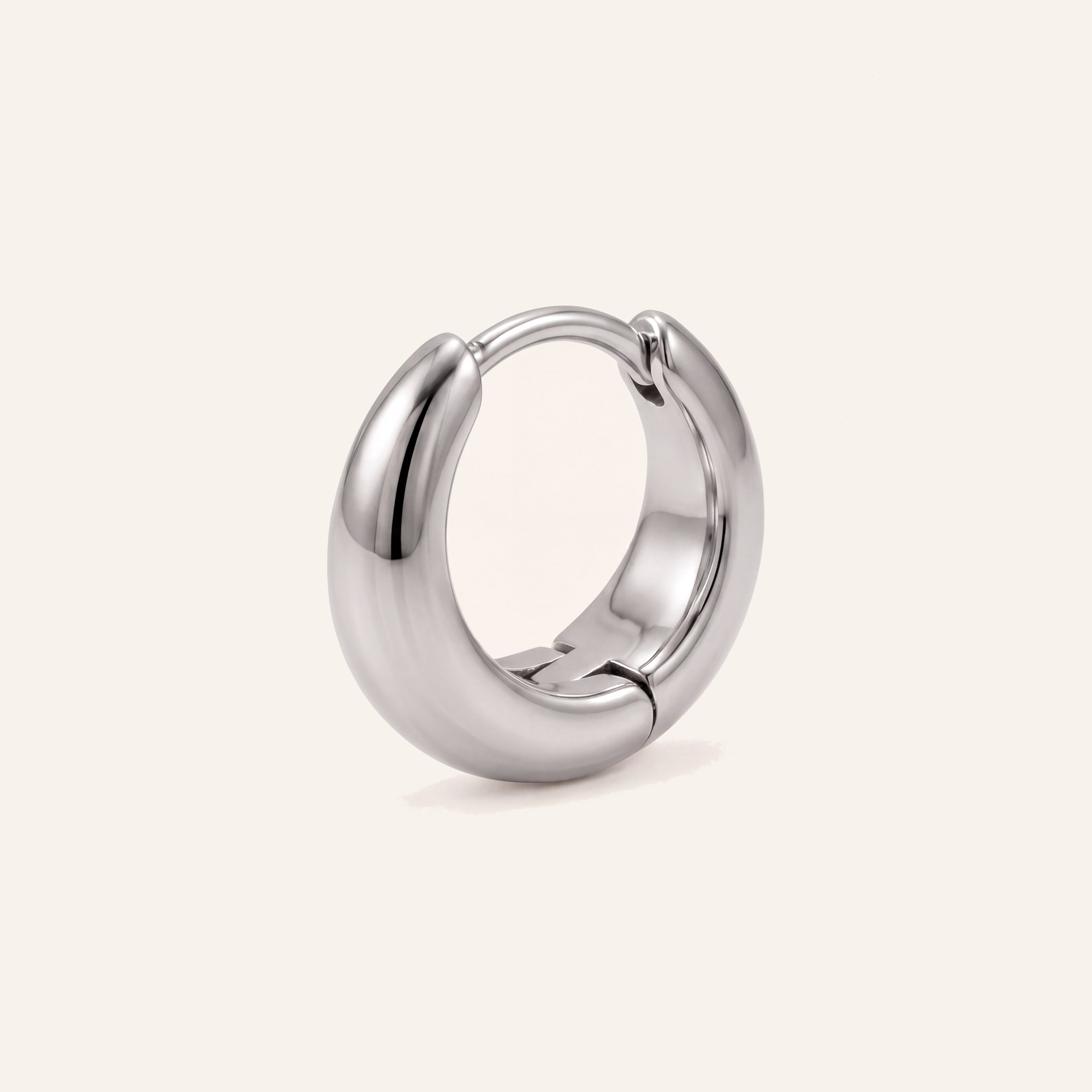 Rounded Titanium Huggie Hoop Earrings - Silver