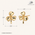 Sterling Silver Three-Leaf Clover Stud Earrings - Gold