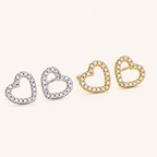 Sterling Silver Zirconia Heart Stud Earrings detail