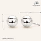 Sterling Silver Ball Bead Stud Earrings - Platinum / 8mm