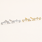 Sterling Silver Shooting Star Zirconia Stud Earrings detail