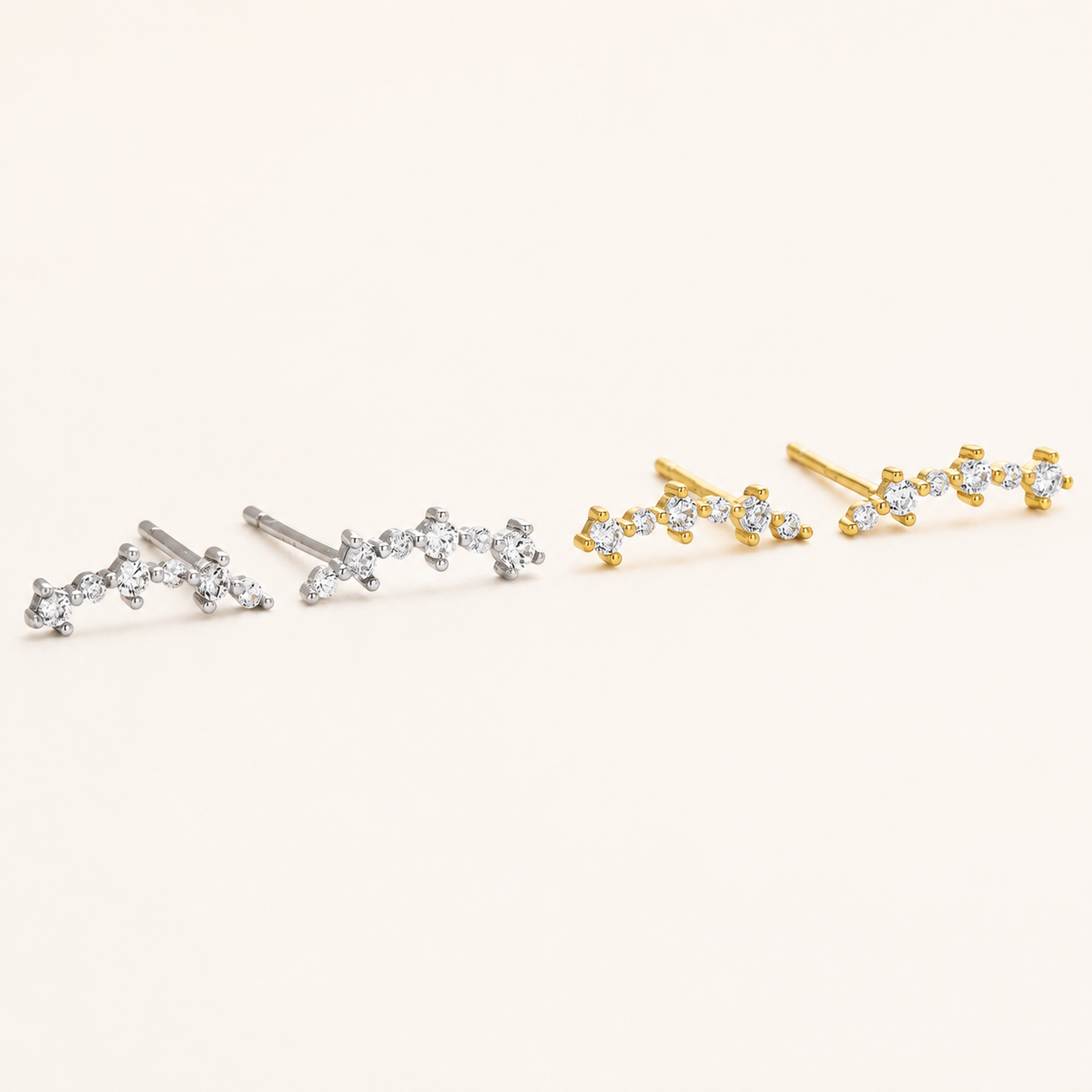 Sterling Silver Shooting Star Zirconia Stud Earrings detail