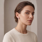 Four-Petal Crystal Drop Titanium Flat Back Earring - image 3