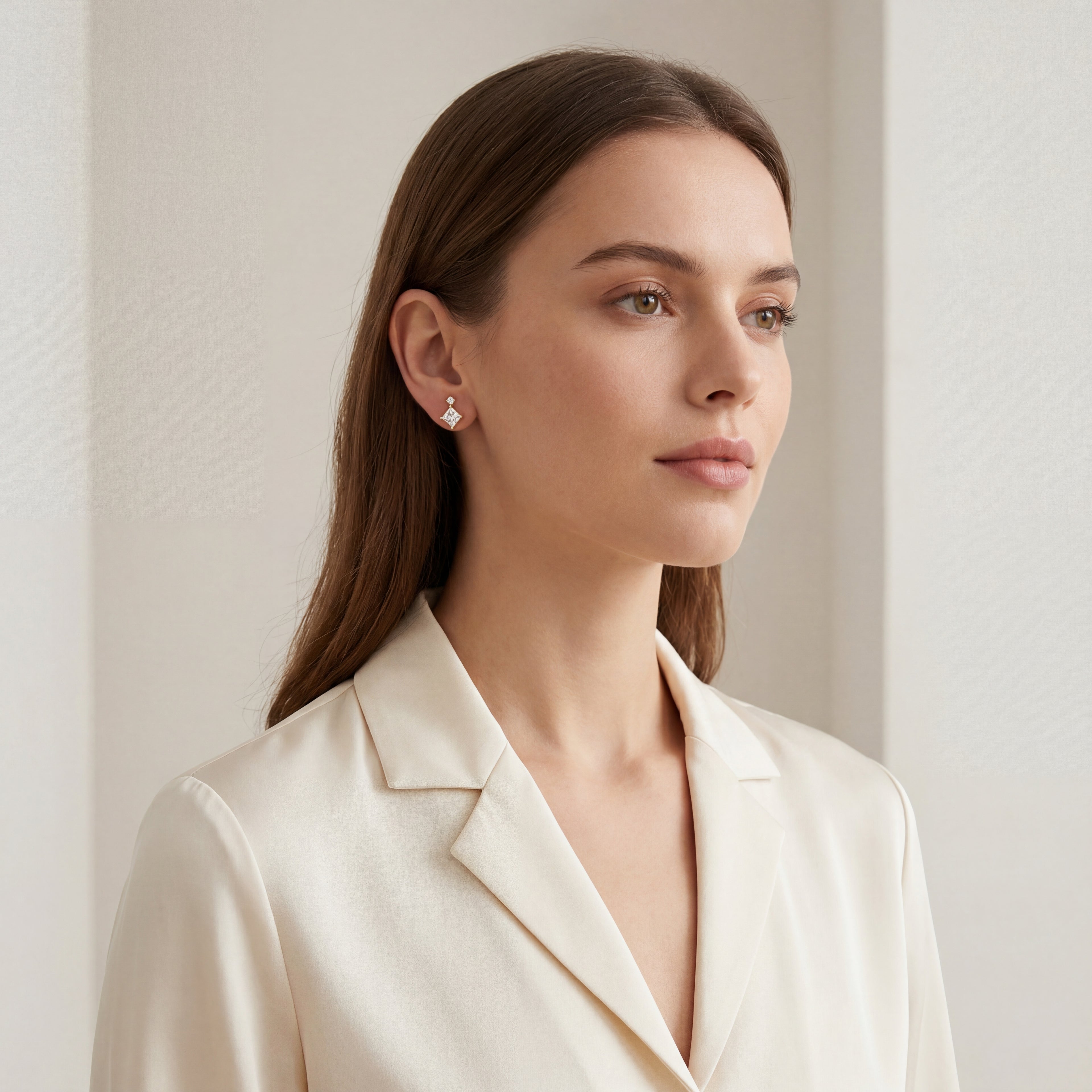 Rounded Square Titanium Stud Earrings - image 3